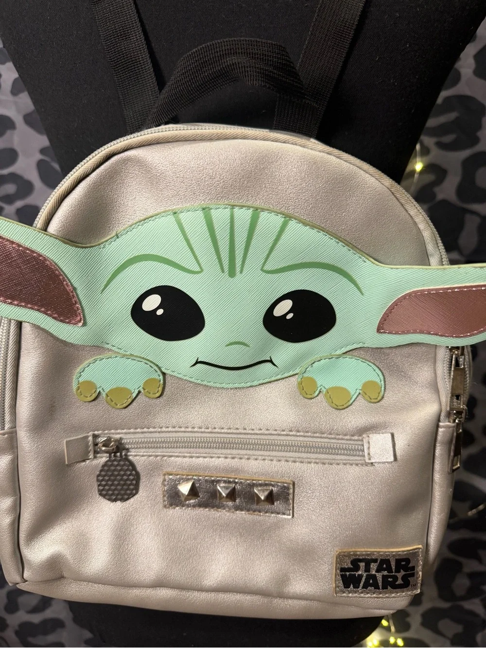 Star Wars Kids gray Backpack with Green Grogu Face